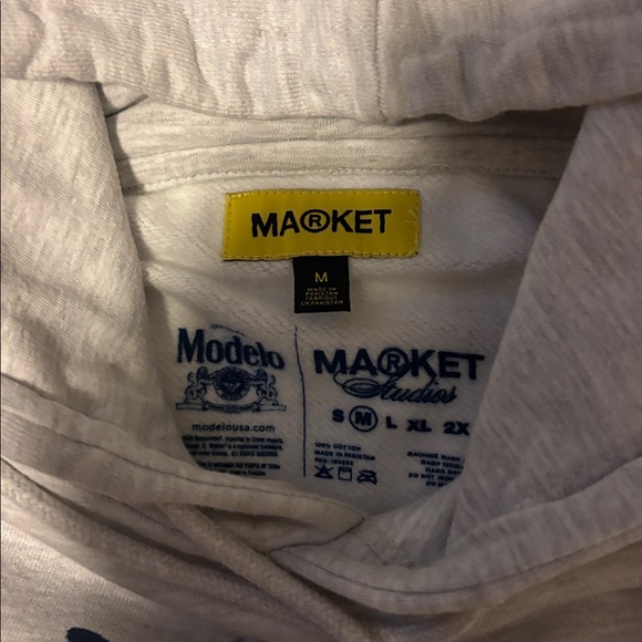 Market x Modelo studios Can pullover Hoodie sweater sweatshirt Medium NWT grey - Picture 2 of 3